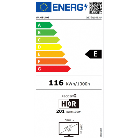 TV SAMSUNG QE75Q60BAUXXC (QLED - 75'' - 189 cm - 4K Ultra HD - Smart TV)